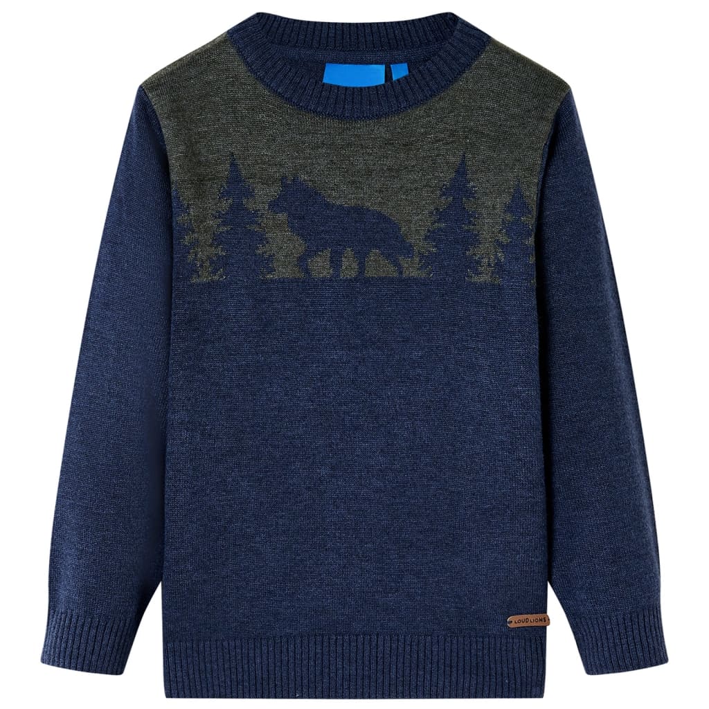 Pull-over tricoté pour enfants bleu marine 140