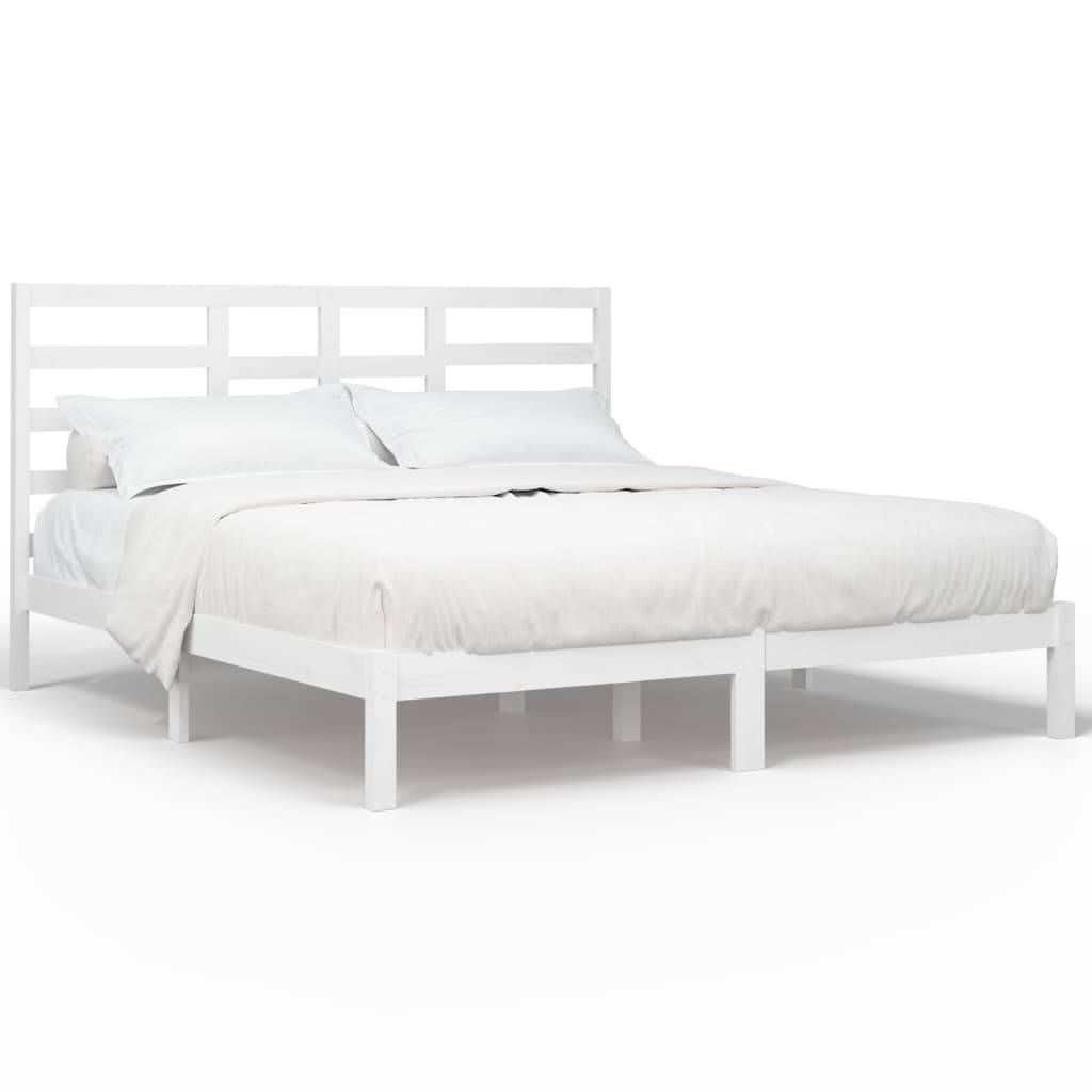 vidaXL Cadre de lit Blanc Bois massif 180x200 cm Super King