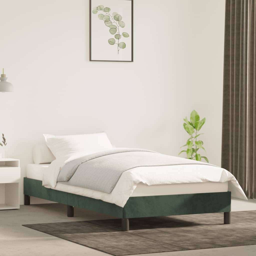 vidaXL Cadre de lit sans matelas vert foncé 90x200 cm velours