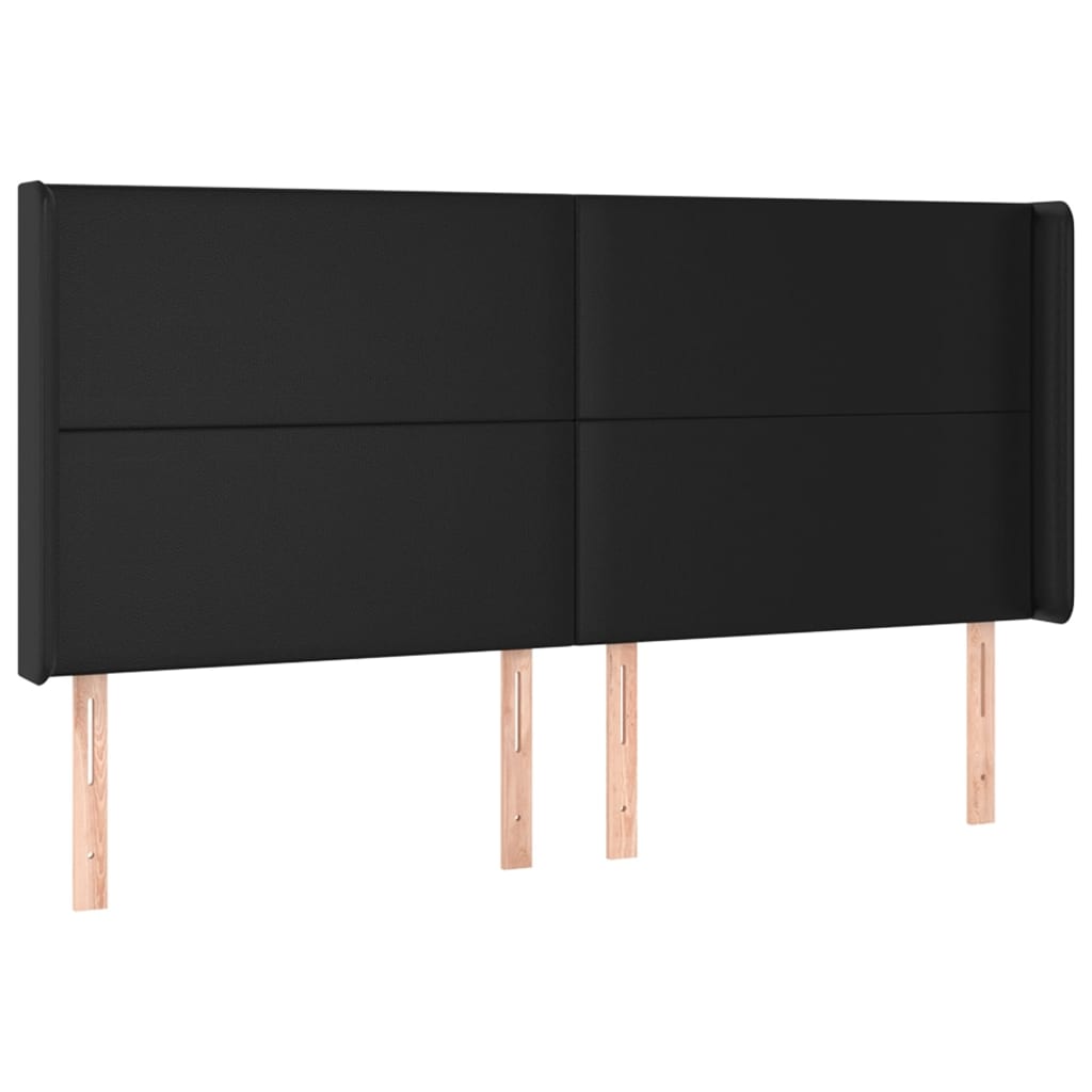 vidaXL Tête de lit avec oreilles Noir 163x16x118/128 cm Similicuir