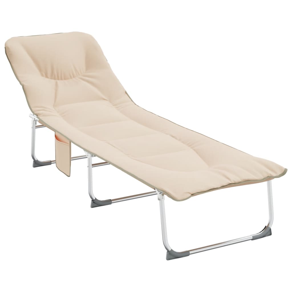 vidaXL Chaise longue pliable beige tissu