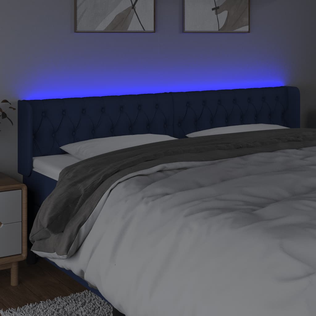vidaXL Tête de lit à LED Bleu 203x16x78/88 cm Tissu