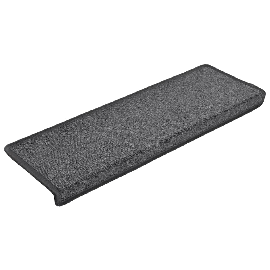 vidaXL Tapis d'escalier 15 pcs 65x21x4 cm Gris foncé