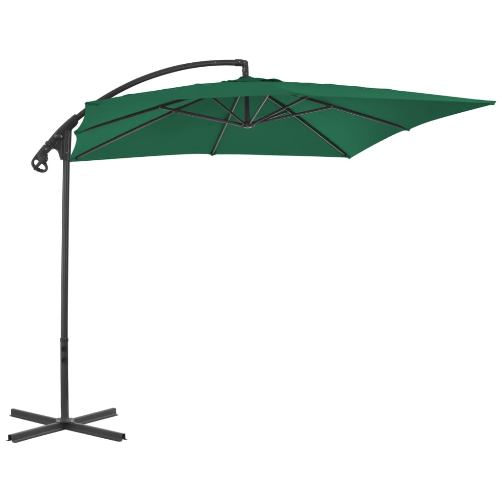 vidaXL Parasol de jardin en porte-à-faux avec mât en acier vert