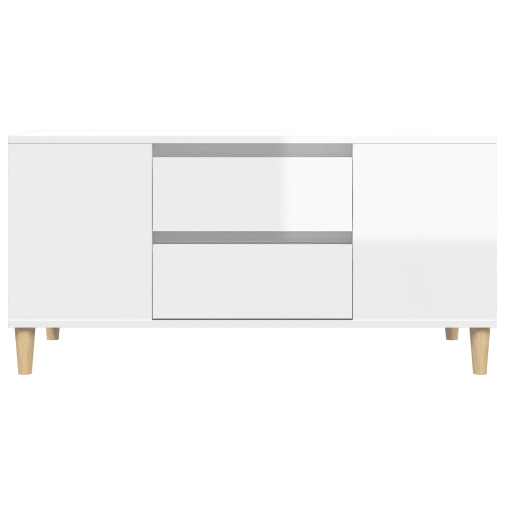 vidaXL Meuble TV Blanc brillant 102x44,5x50 cm Bois d'ingénierie