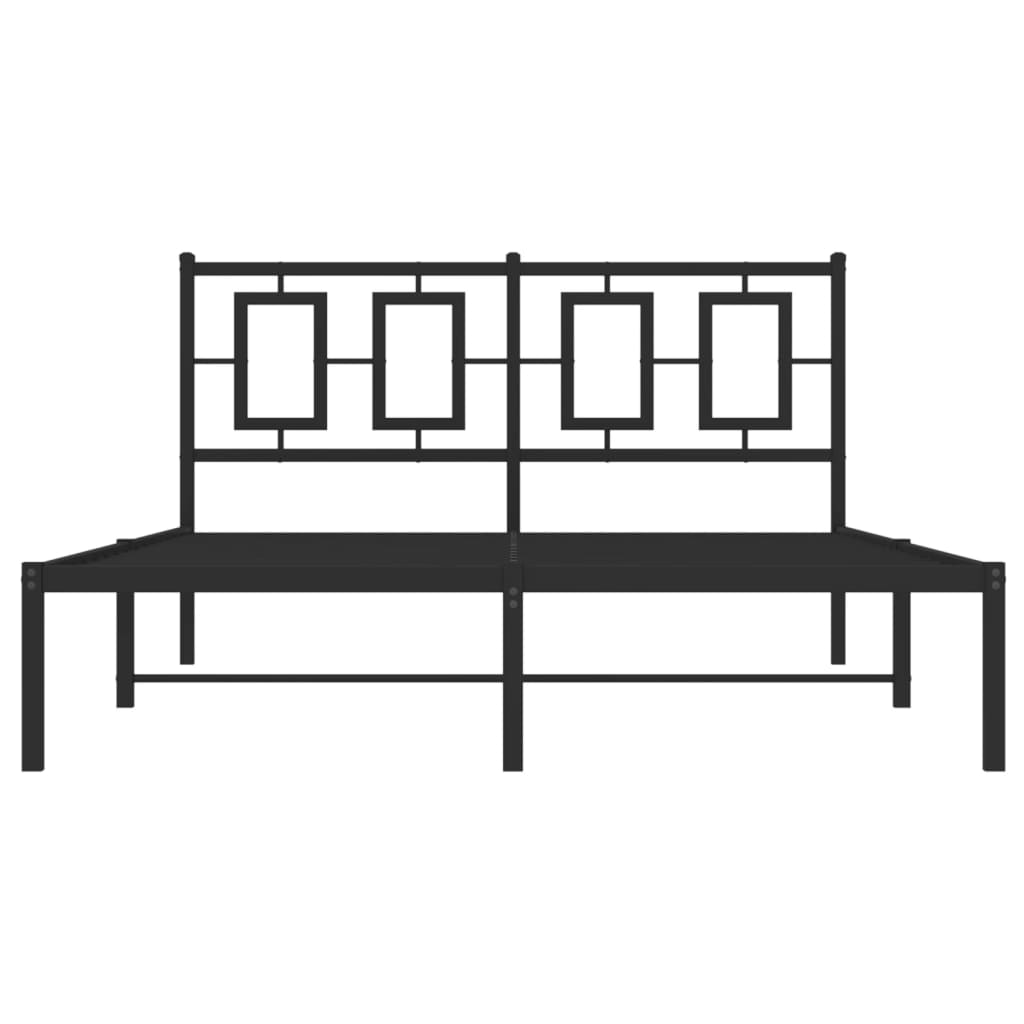 vidaXL Cadre de lit métal sans matelas avec tête de lit noir 135x190cm