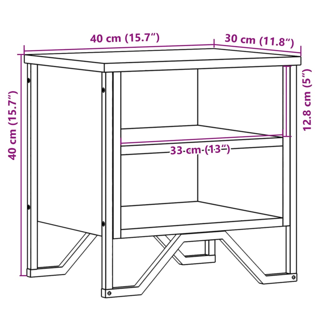 vidaXL Table de chevet chêne fumé 40x30x40 cm bois d'ingénierie