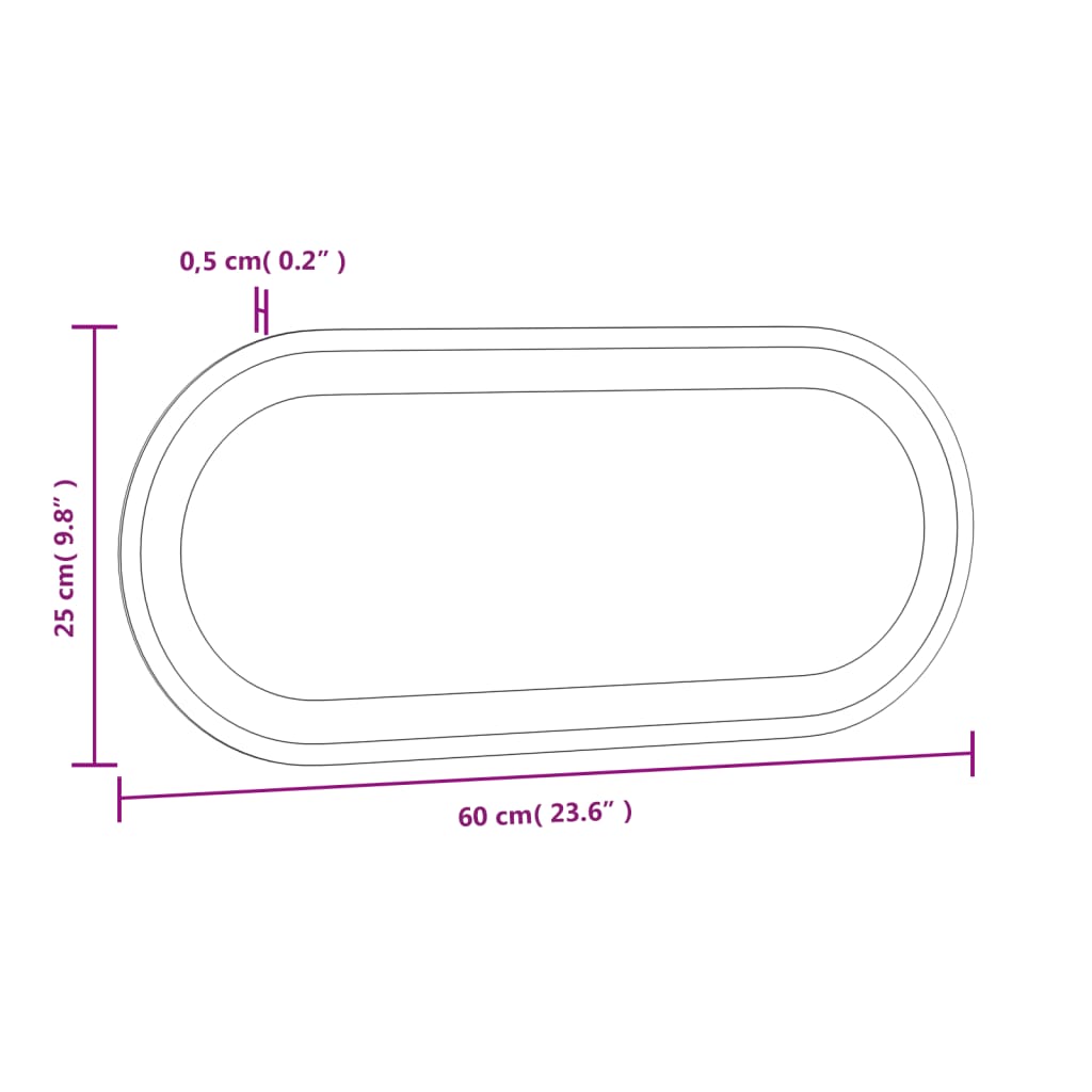 vidaXL Miroir de salle de bain à LED 60x25 cm ovale