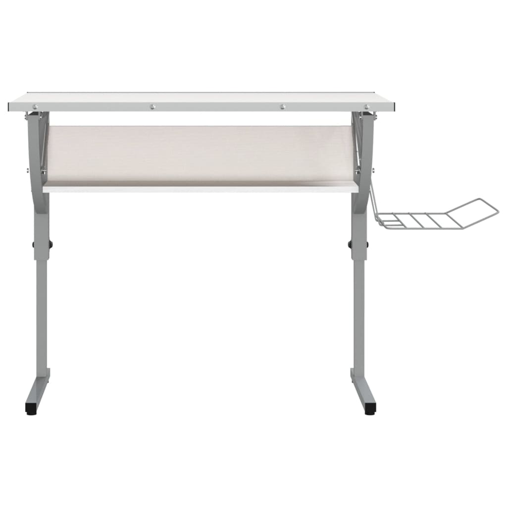 vidaXL Bureau d'artisanat blanc et gris 110x53x(58-87) cm