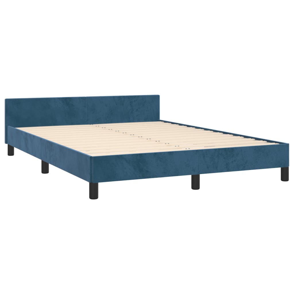 vidaXL Cadre de lit sans matelas bleu foncé 140x190 cm velours