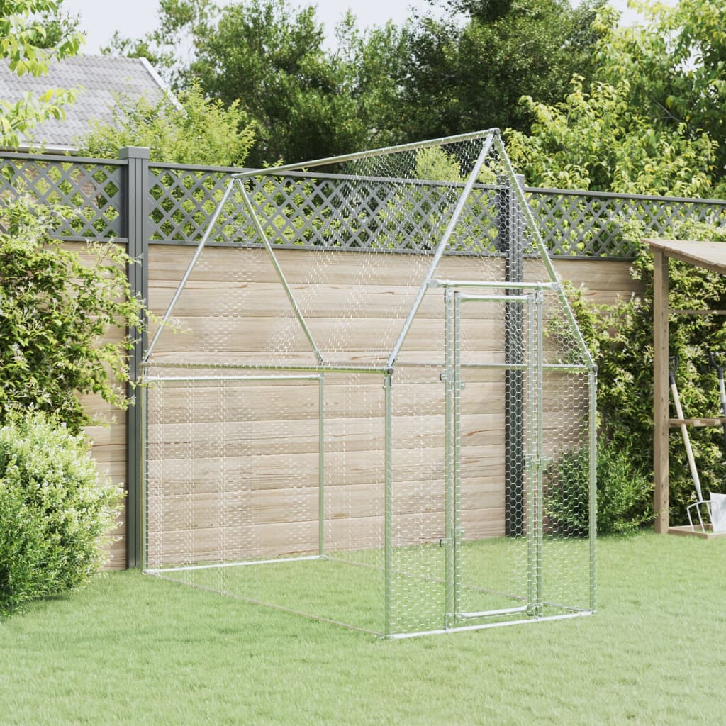 vidaXL Cage pour poules argenté 200x100x190 cm acier galvanisé