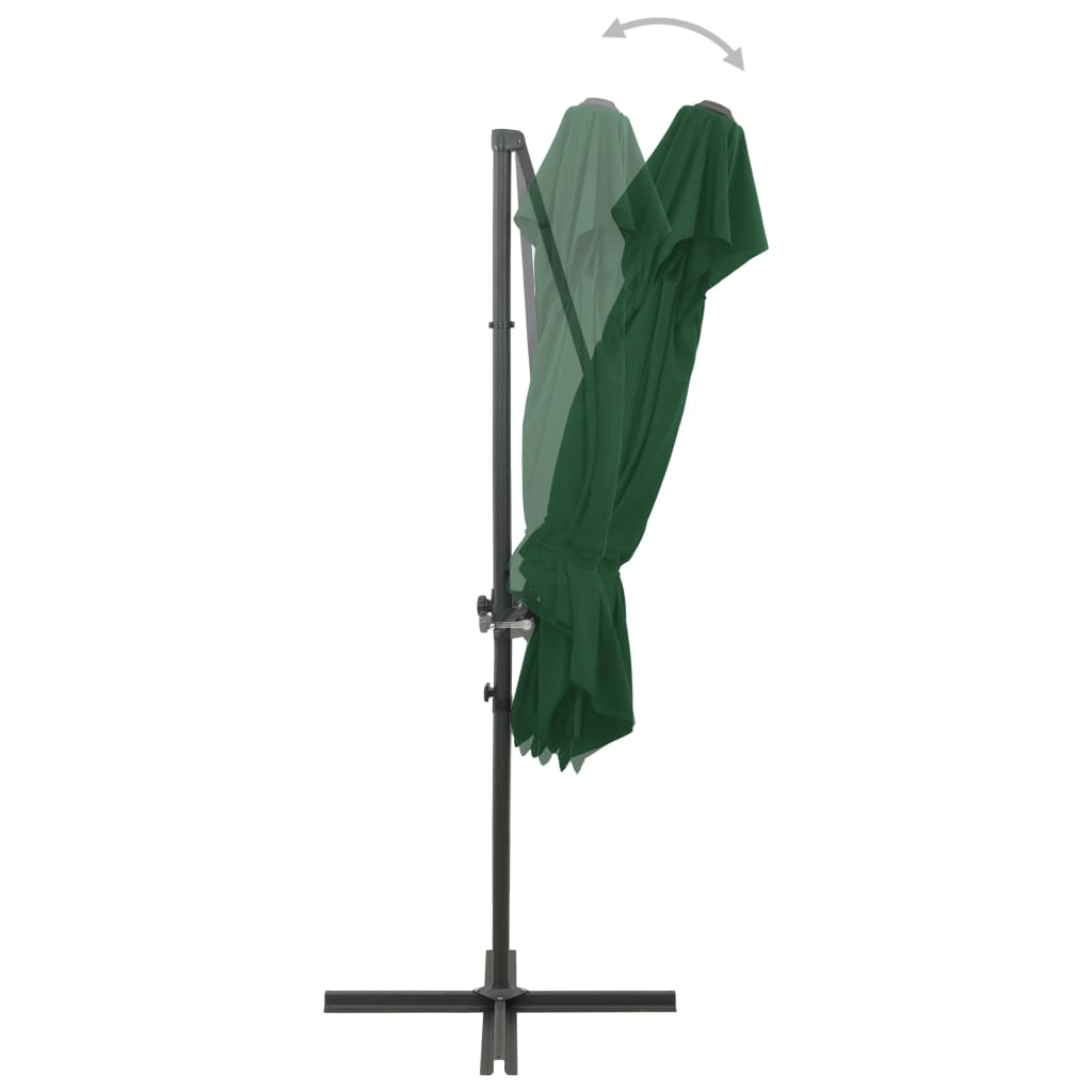 vidaXL Parasol de jardin en porte-à-faux à double toit vert 250x250 cm