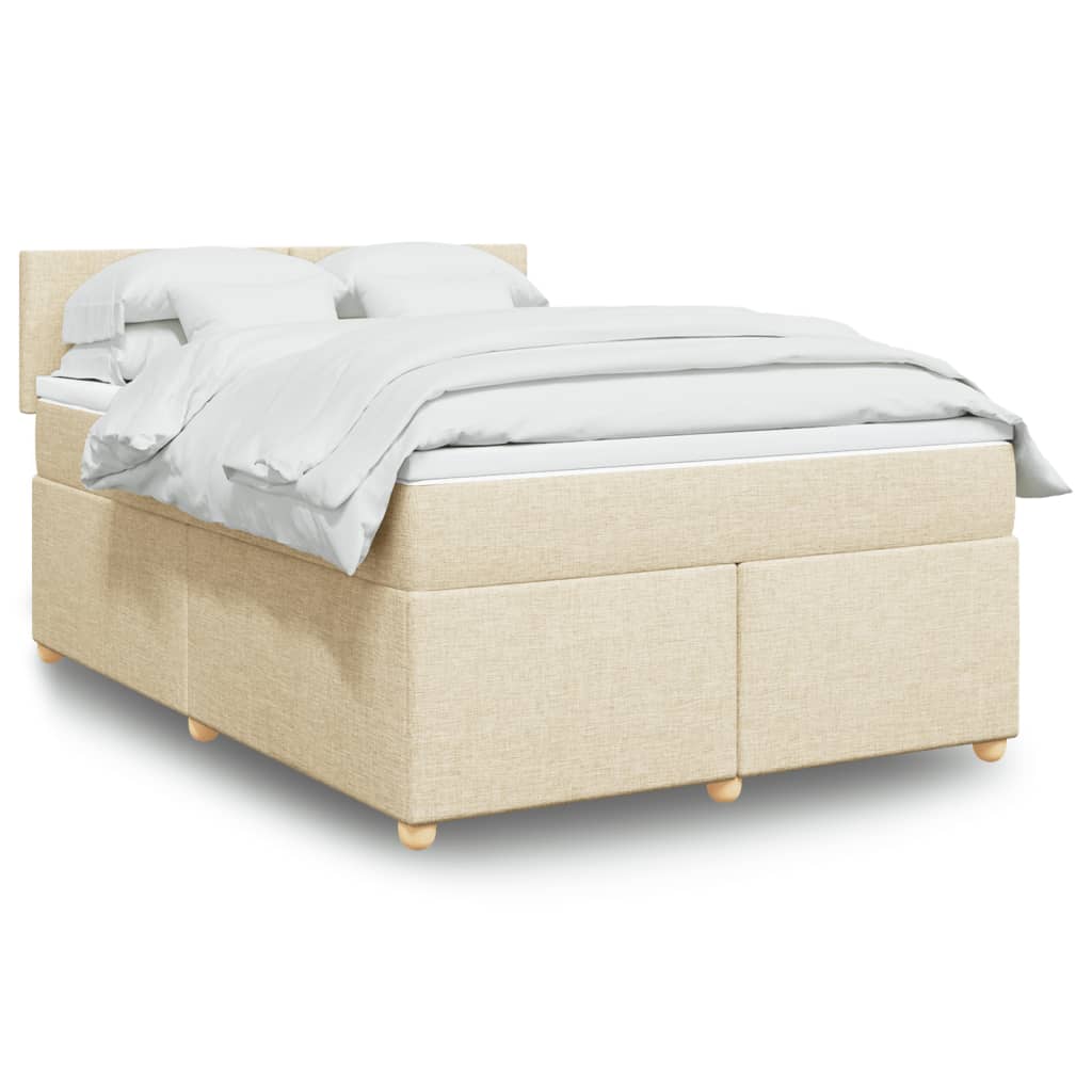 vidaXL Sommier à lattes de lit avec matelas Crème 160x200 cm Tissu