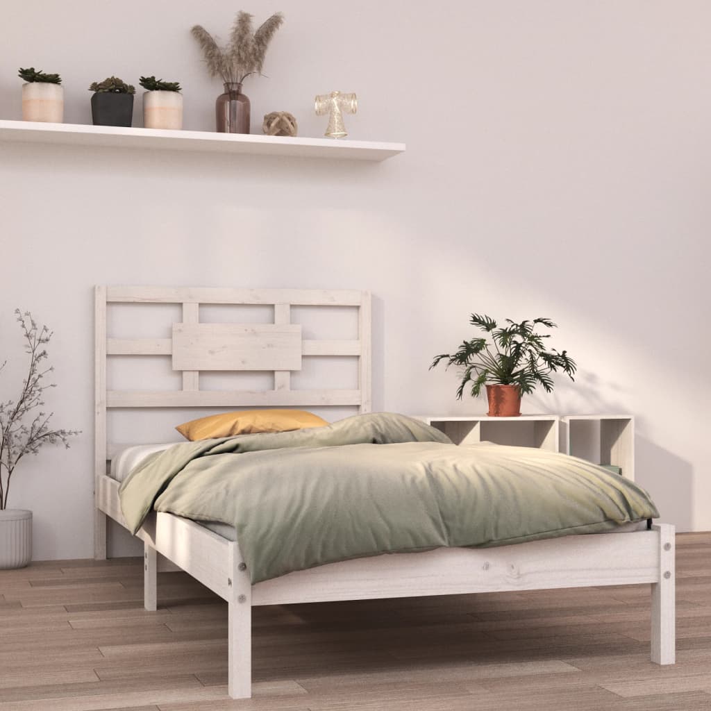 vidaXL Cadre de lit sans matelas blanc 90x200 cm bois massif