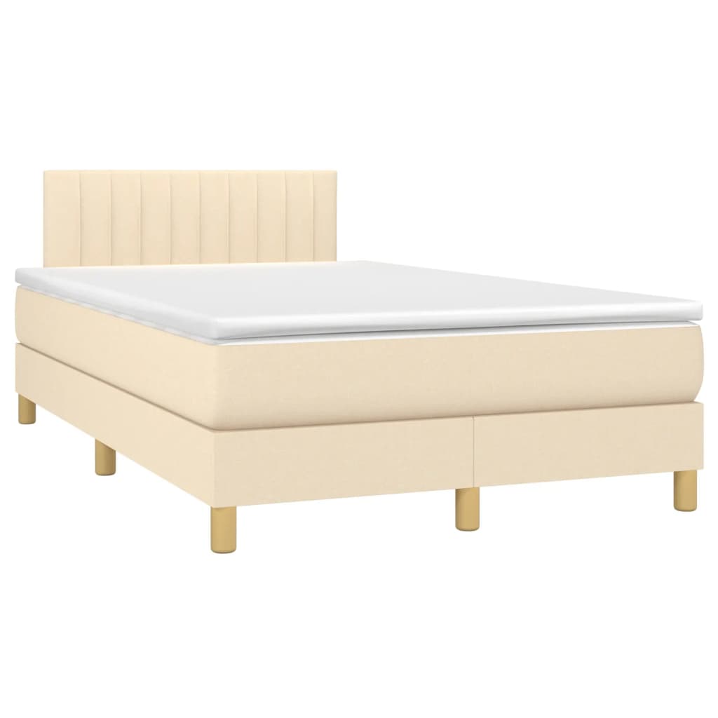 vidaXL Sommier à lattes de lit avec matelas crème 120x190 cm tissu