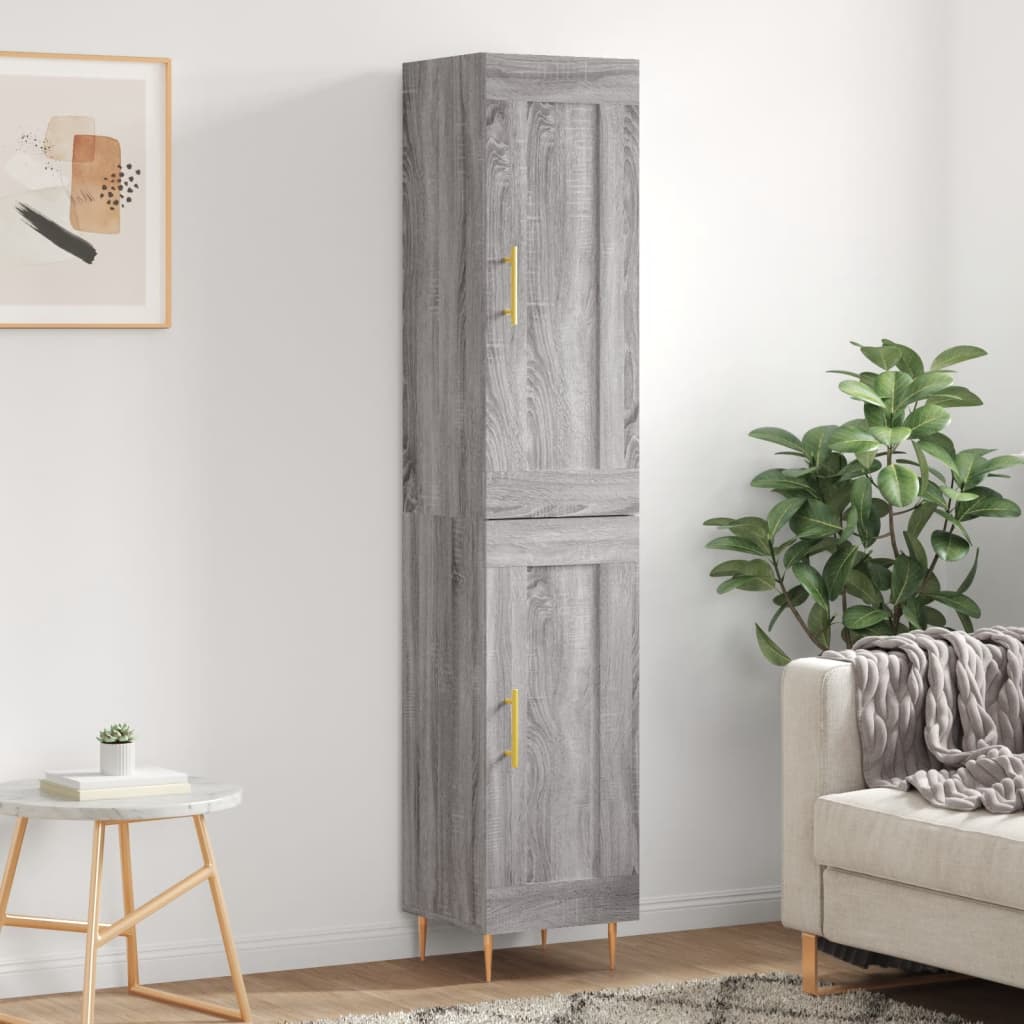 vidaXL Buffet haut Sonoma gris 34,5x34x180 cm Bois d'ingénierie