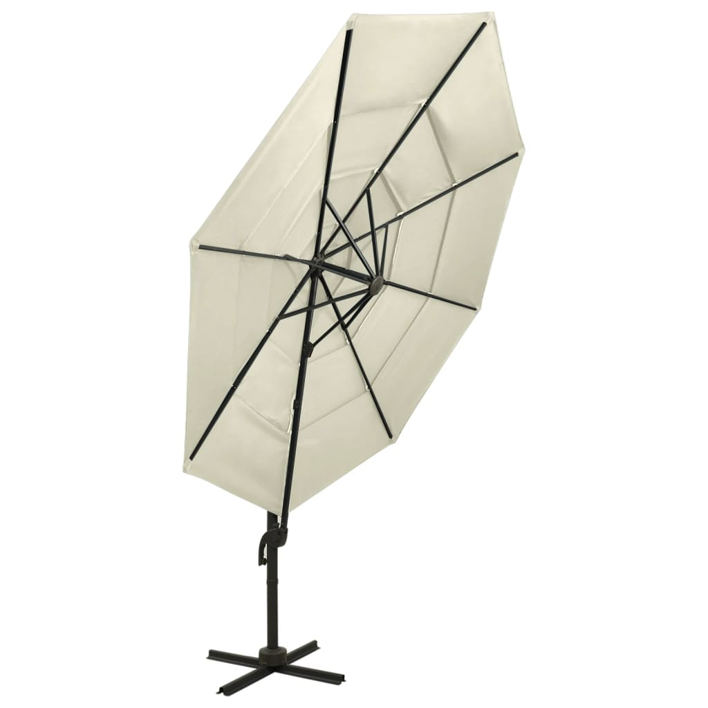 vidaXL Parasol de jardin à 4 niveaux avec mât en aluminium sable