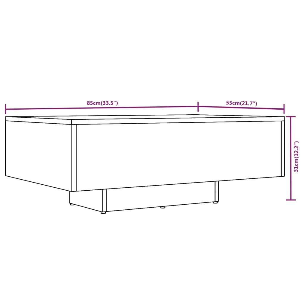 vidaXL Table basse Chêne fumé 85x55x31 cm Bois d'ingénierie