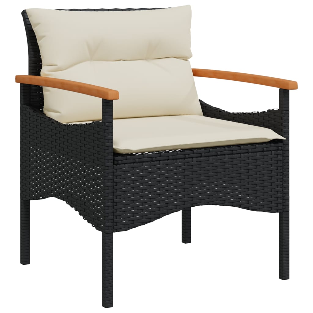 vidaXL Salon de jardin 4 pcs avec coussins noir résine tressée