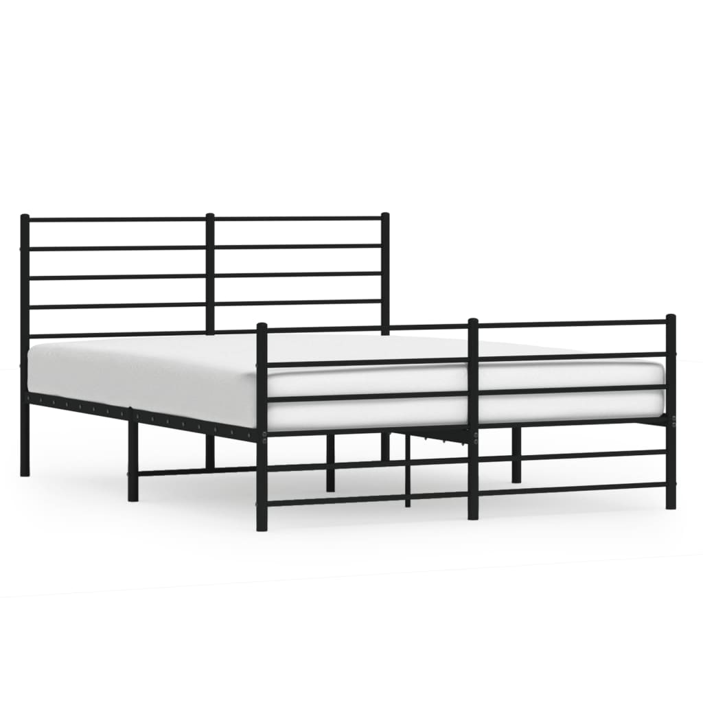 vidaXL Cadre de lit métal sans matelas avec pied de lit noir 160x200cm