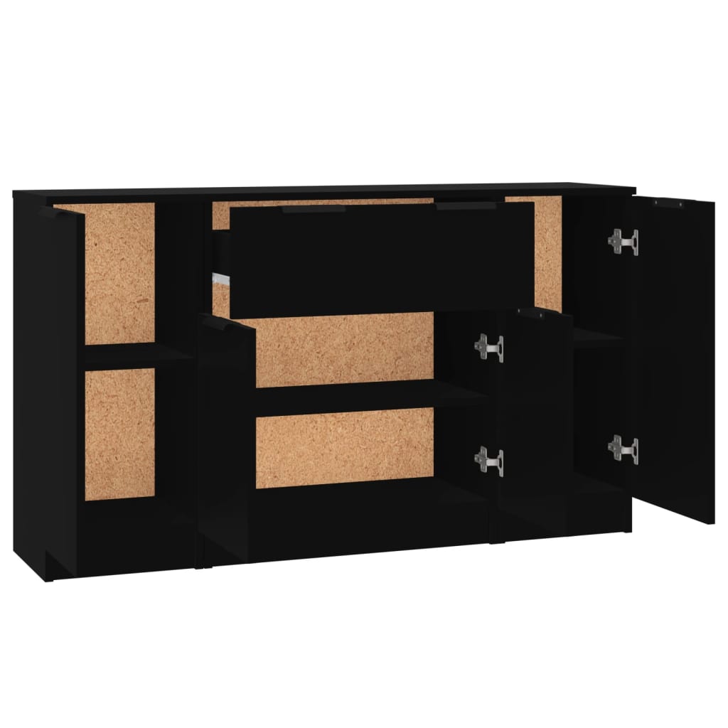 vidaXL Buffets 3 pcs noir bois d'ingénierie