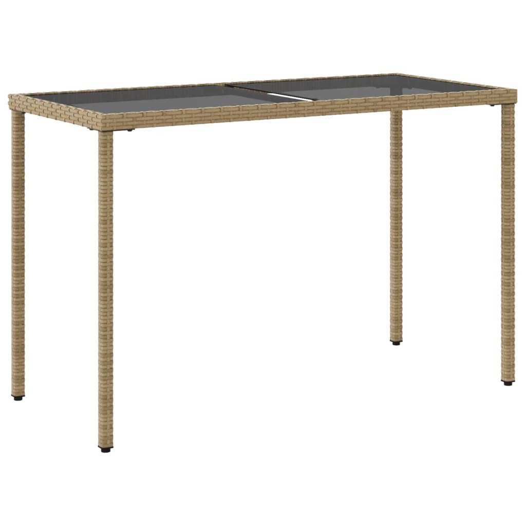 vidaXL Table de jardin dessus en verre beige 115x54x74 cm poly rotin