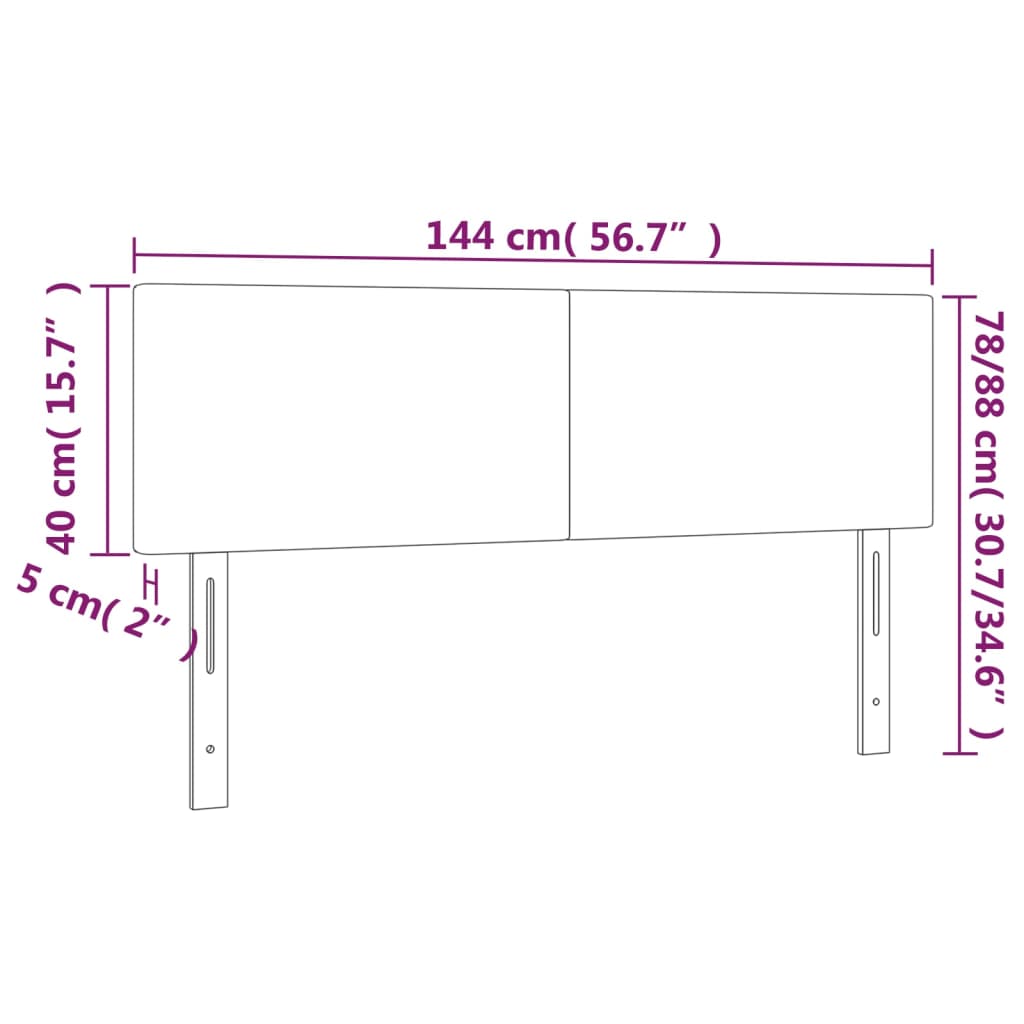 vidaXL Têtes de lit 2 pcs Gris clair 72x5x78/88 cm Velours