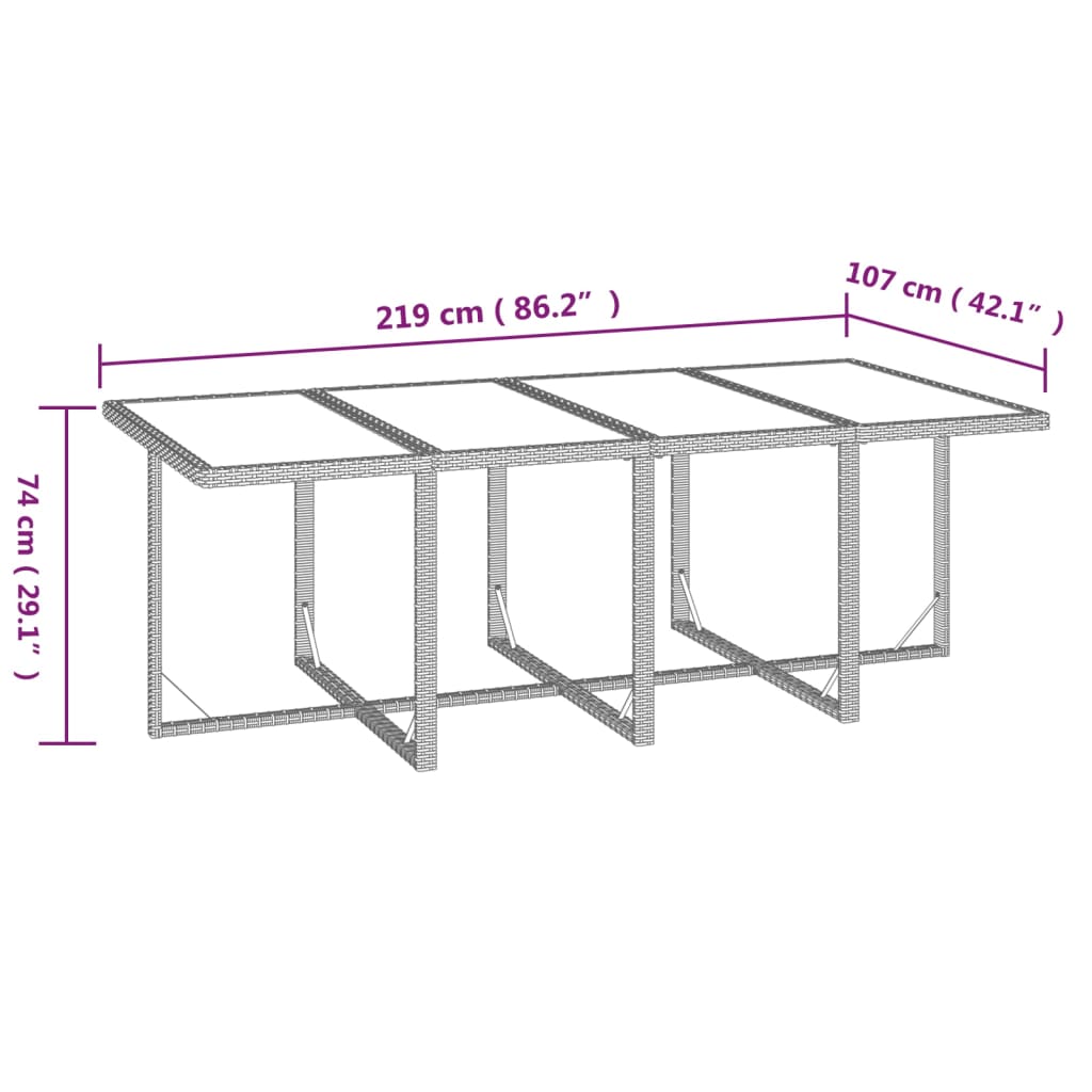 vidaXL Ensemble à manger de jardin coussins 9pcs Résine tressée Gris