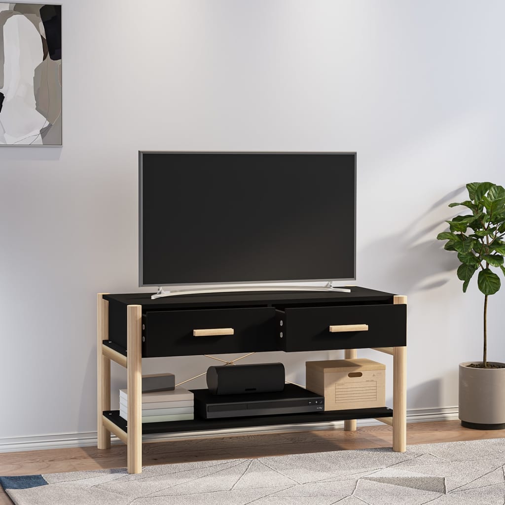 vidaXL Meuble TV Noir 82x38x45 cm Bois d'ingénierie