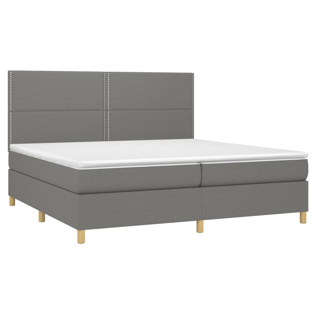 vidaXL Sommier à lattes de lit avec matelas Gris foncé 200x200cm Tissu