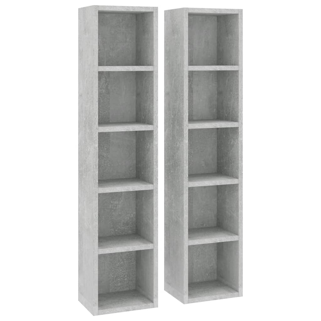 vidaXL Armoires à CD 2 pcs Gris béton 21x16x93,5 cm Bois d'ingénierie