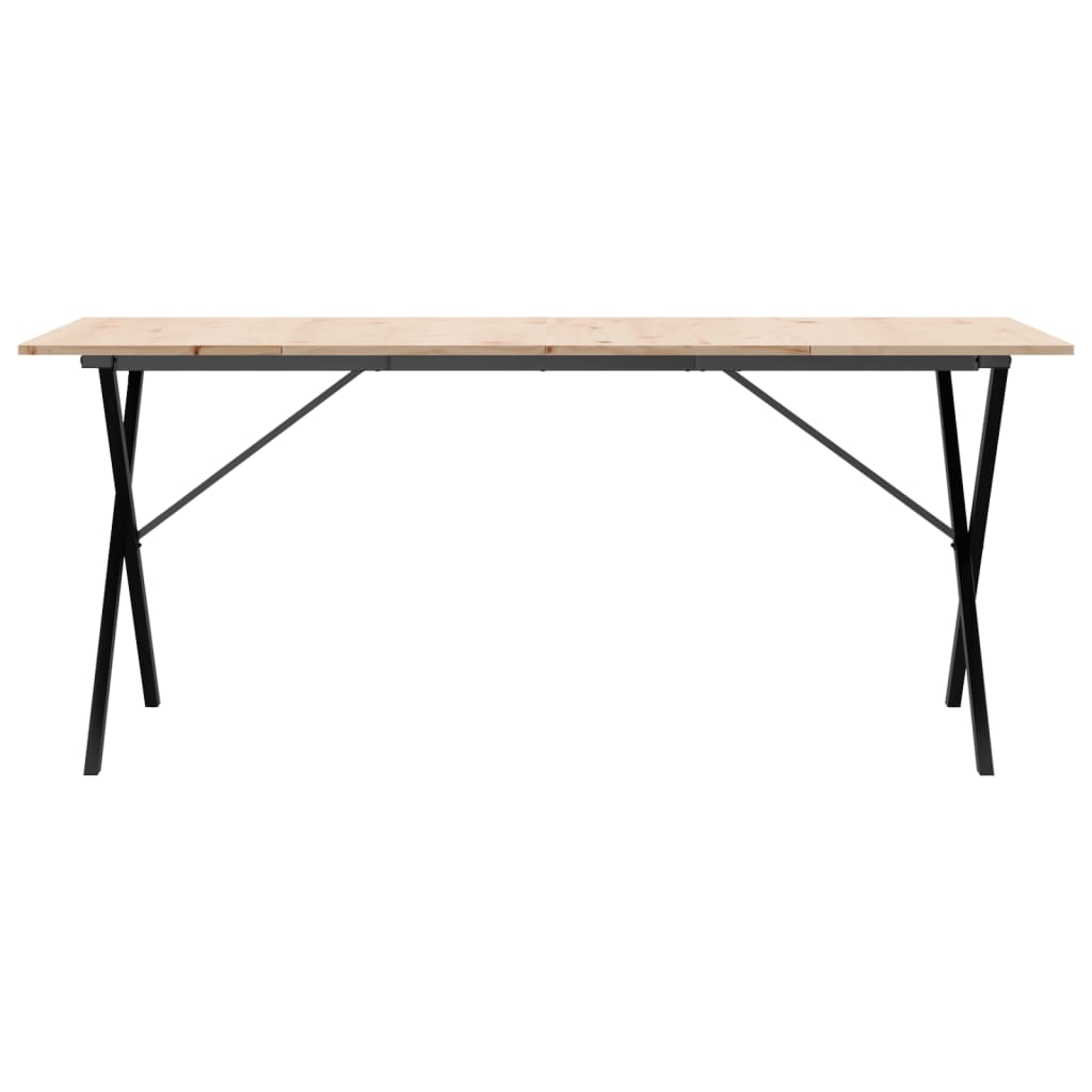 vidaXL Table à manger cadre en X 180x90x75 cm bois de pin massif fonte