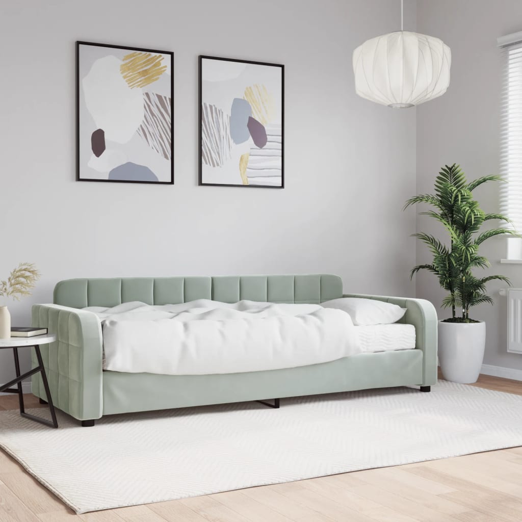 vidaXL Lit de jour avec matelas gris clair 80x200 cm velours