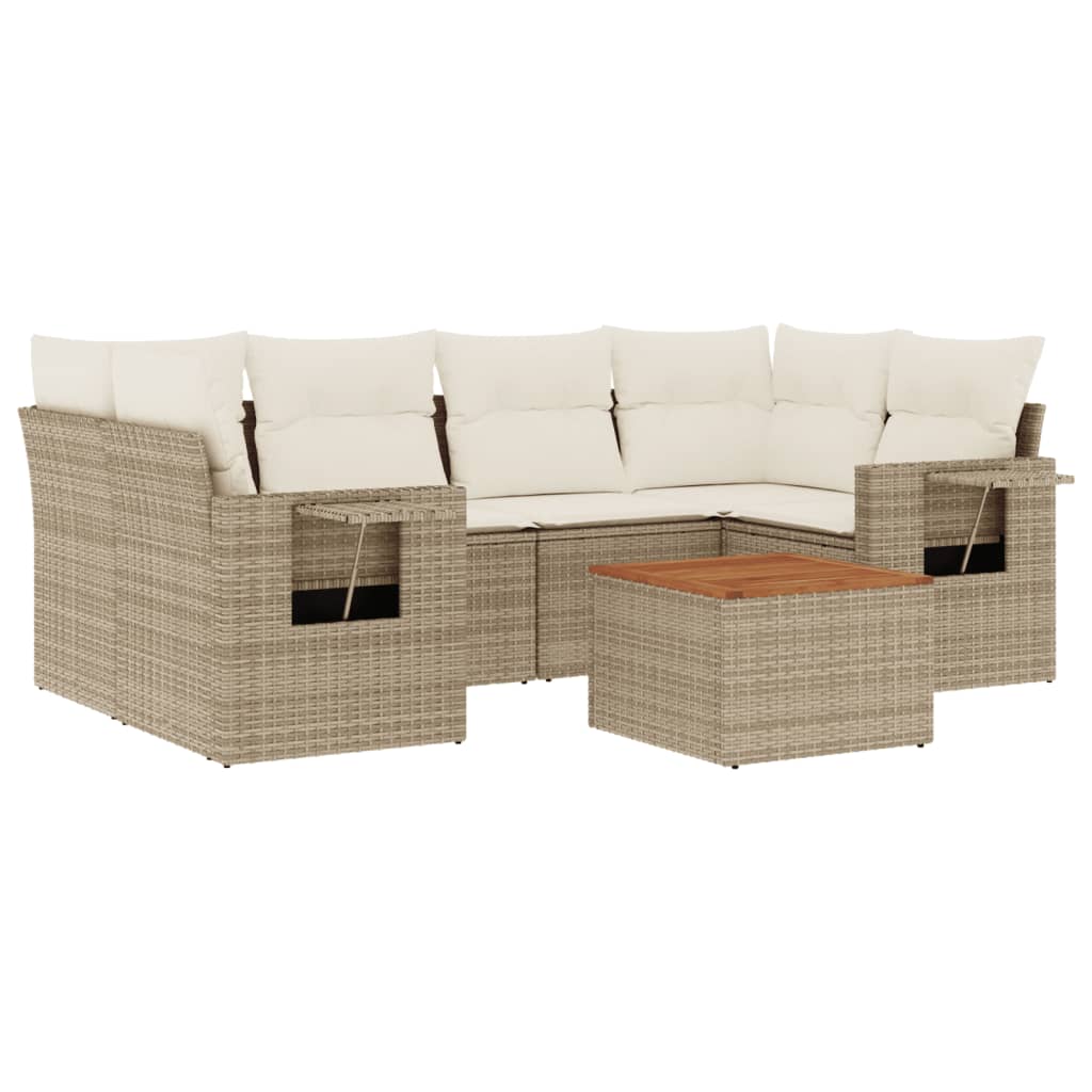 vidaXL Salon de jardin avec coussins 7 pcs beige résine tressée