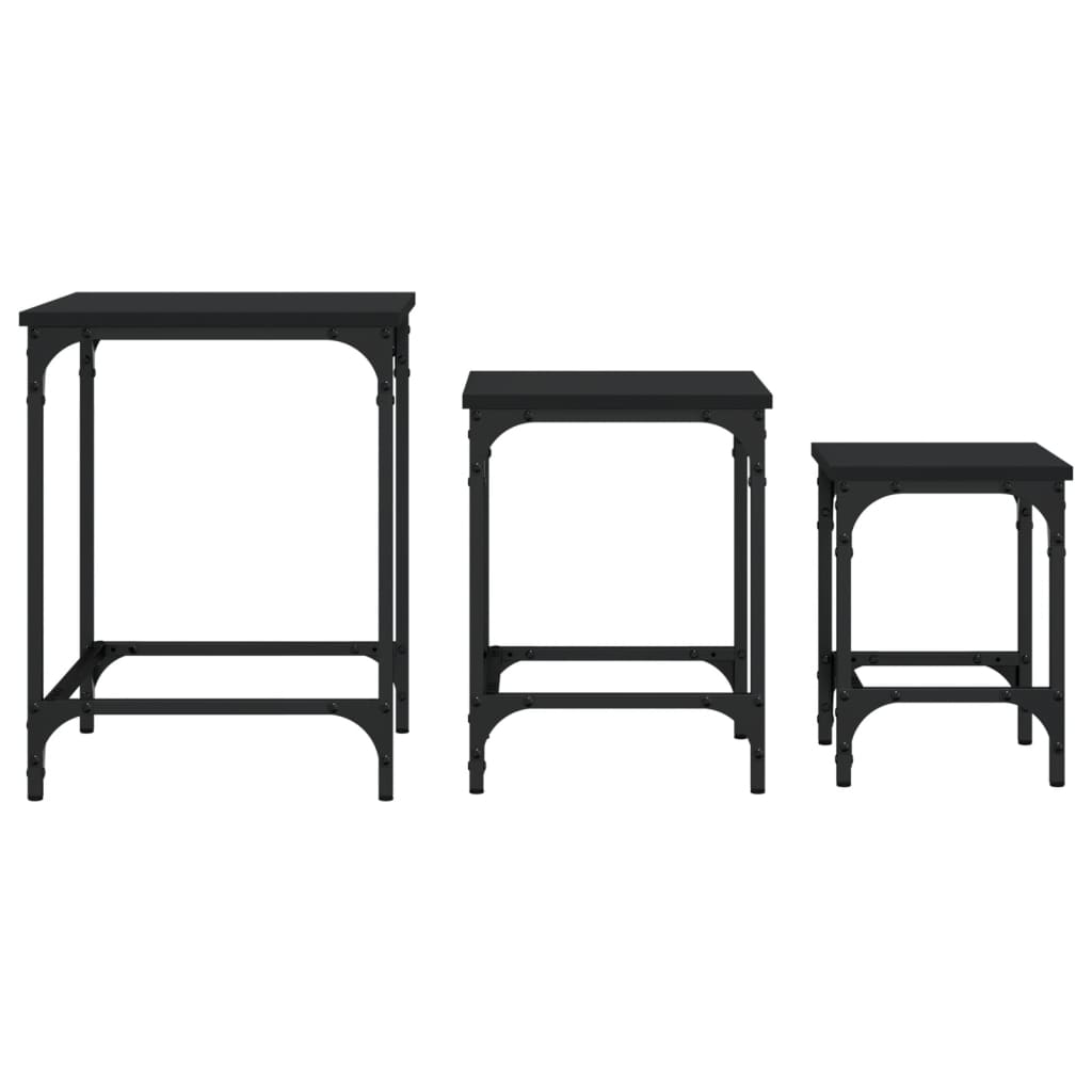 vidaXL Tables basses gigognes 3 pcs noir bois d'ingénierie