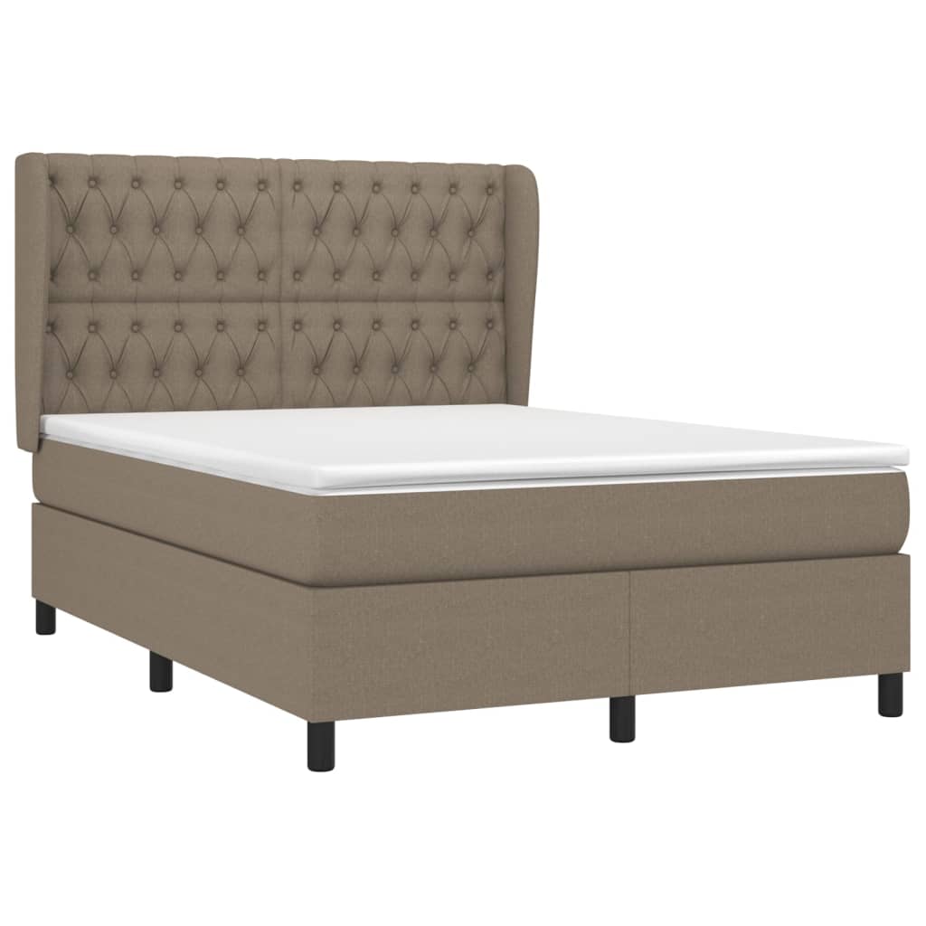 vidaXL Sommier à lattes de lit avec matelas Taupe 140x200 cm Tissu