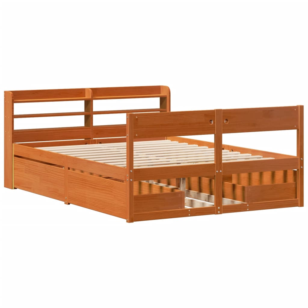 vidaXL Cadre de lit sans matelas cire marron 140x190cm bois pin massif