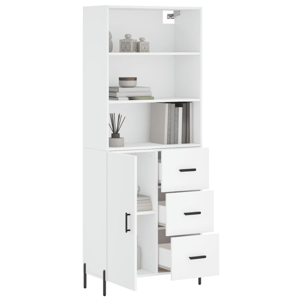 vidaXL Buffet haut Blanc 69,5x34x180 cm Bois d'ingénierie