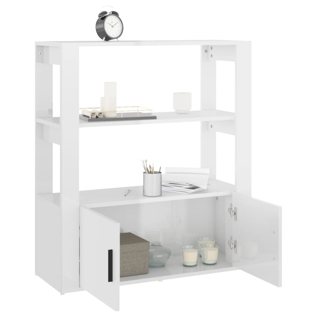 vidaXL Buffet Blanc brillant 80x30x90 cm Bois d'ingénierie