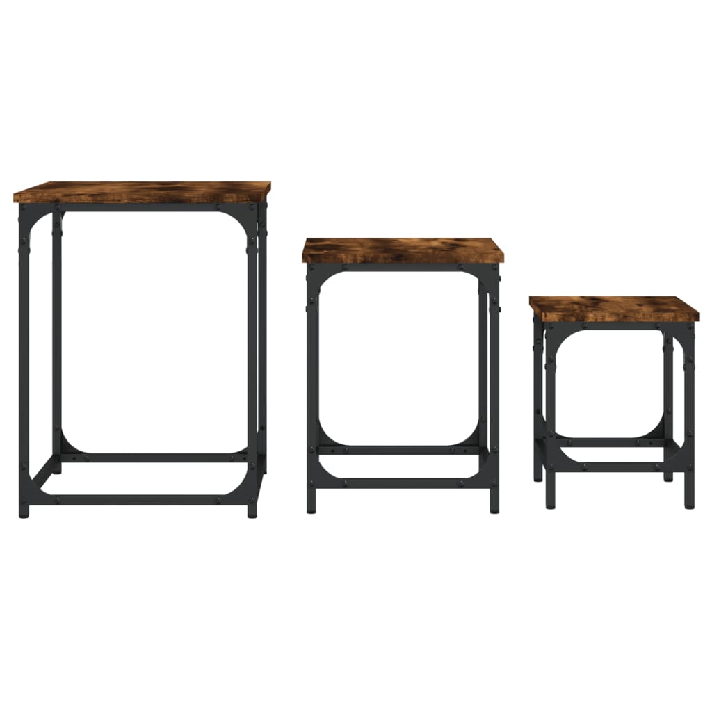 vidaXL Tables basses gigognes 3 pcs chêne fumé bois d'ingénierie