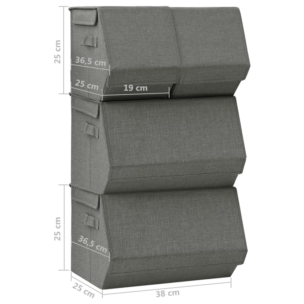 vidaXL Boîtes de rangement empilables 4 pcs Tissu Anthracite