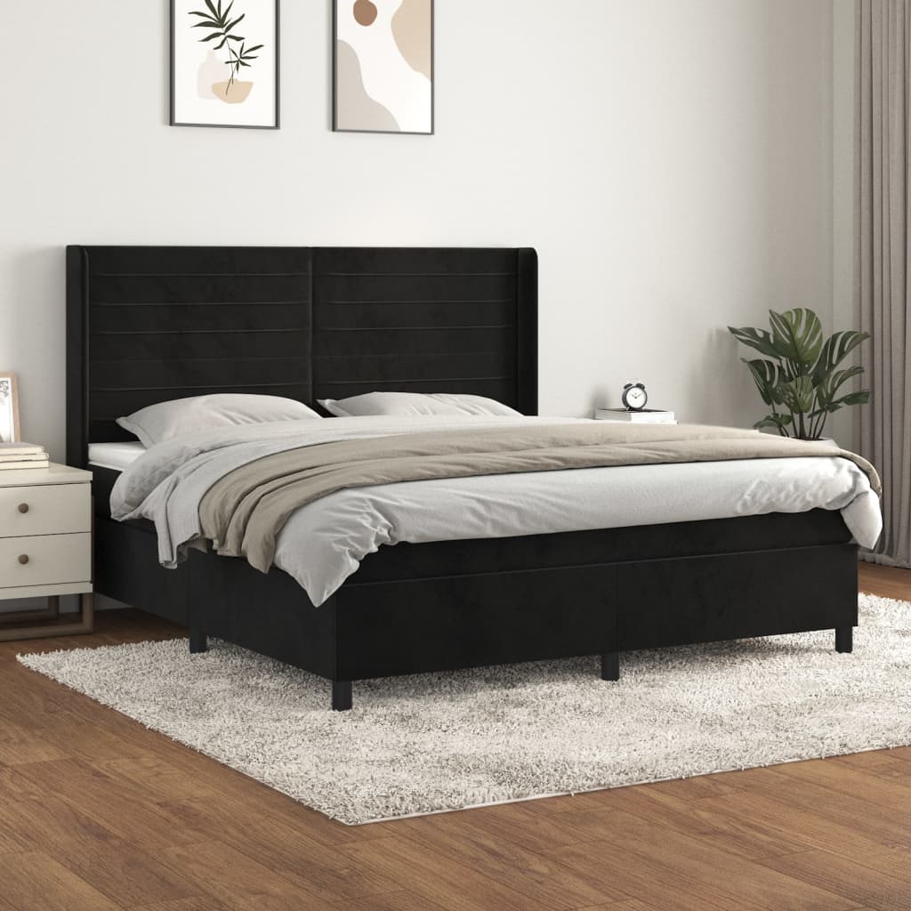 vidaXL Sommier à lattes de lit avec matelas Noir 180x200 cm Velours