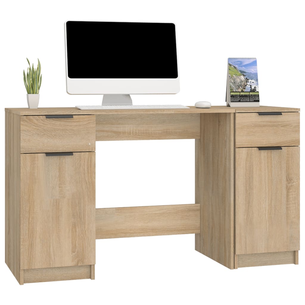 vidaXL Bureau avec armoire latérale Chêne sonoma Bois d'ingénierie