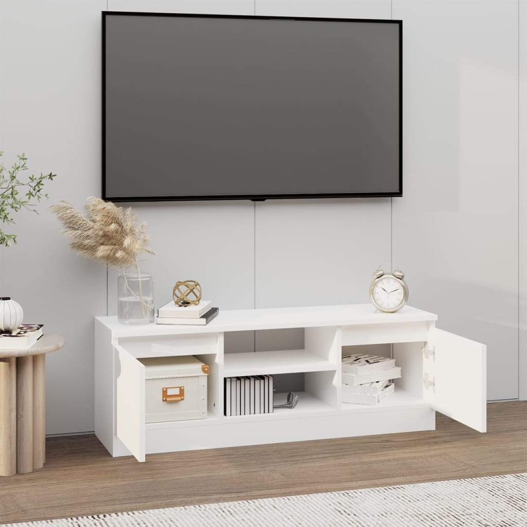 vidaXL Meuble TV avec porte Blanc 102x30x36 cm