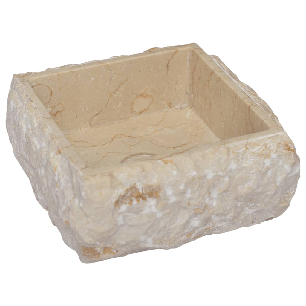 vidaXL Lavabo Crème 30x30x13 cm Marbre