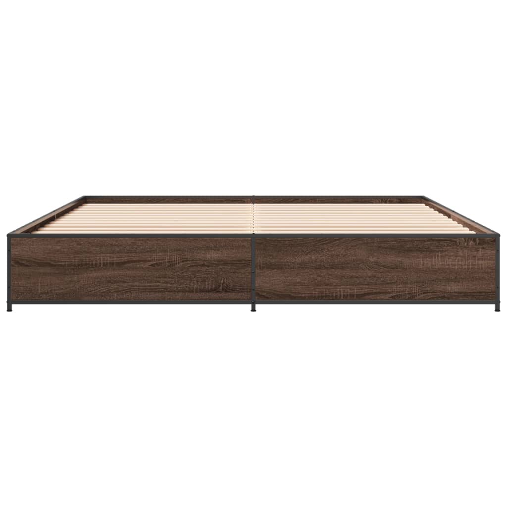 vidaXL Cadre de lit chêne marron 180x200 cm bois d'ingénierie et métal