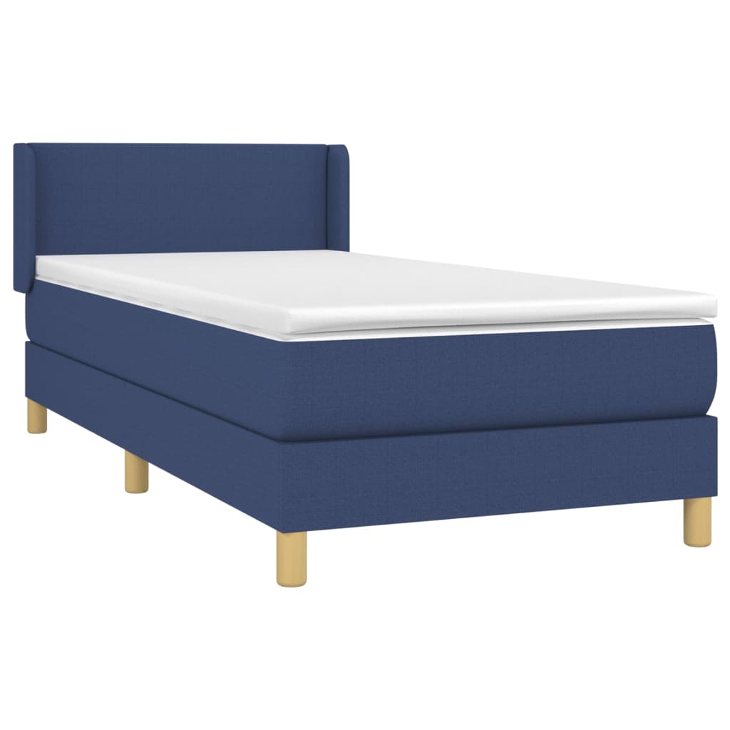 vidaXL Sommier à lattes de lit avec matelas Bleu 100x200 cm Tissu