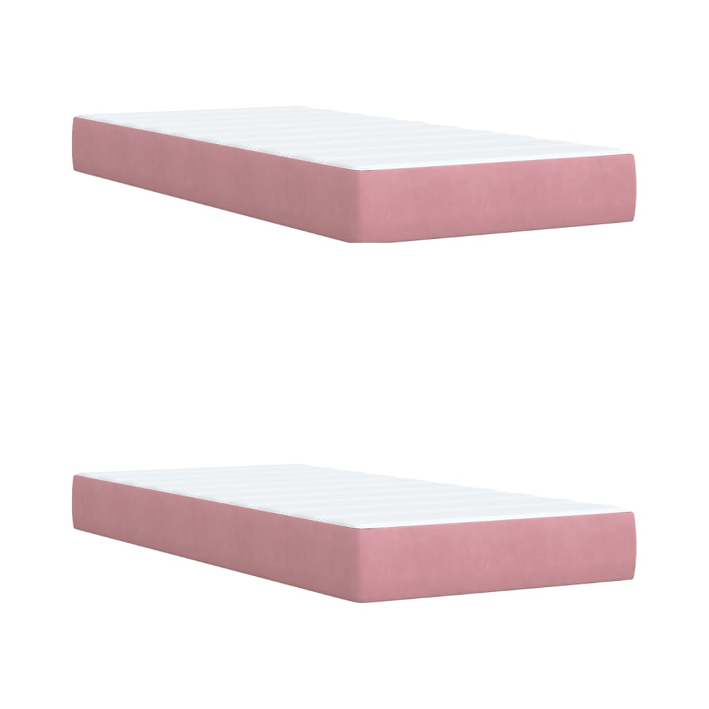 vidaXL Sommier à lattes de lit avec matelas Rose 200x200 cm Velours