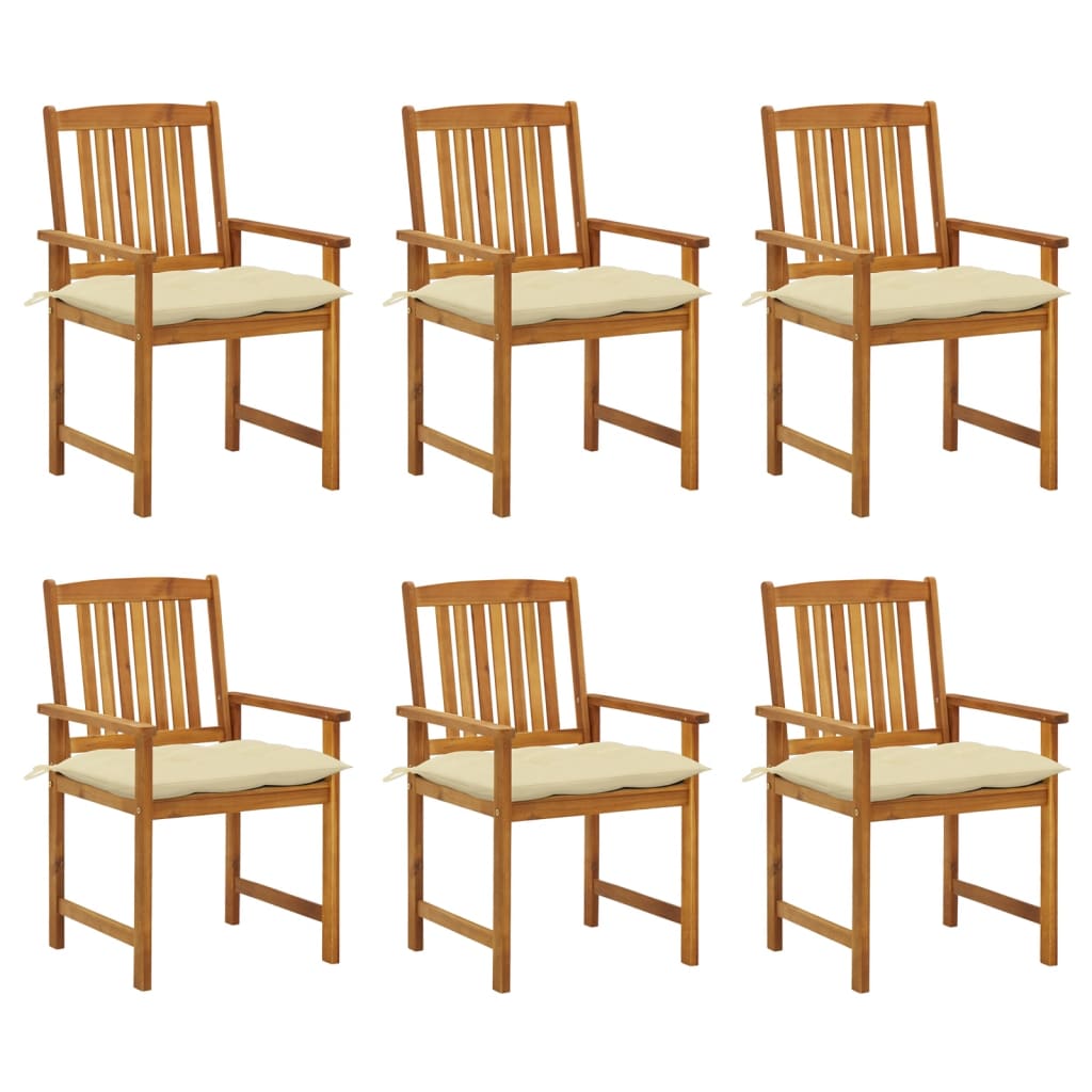 vidaXL Chaises de jardin avec coussins lot de 6 Bois d'acacia massif