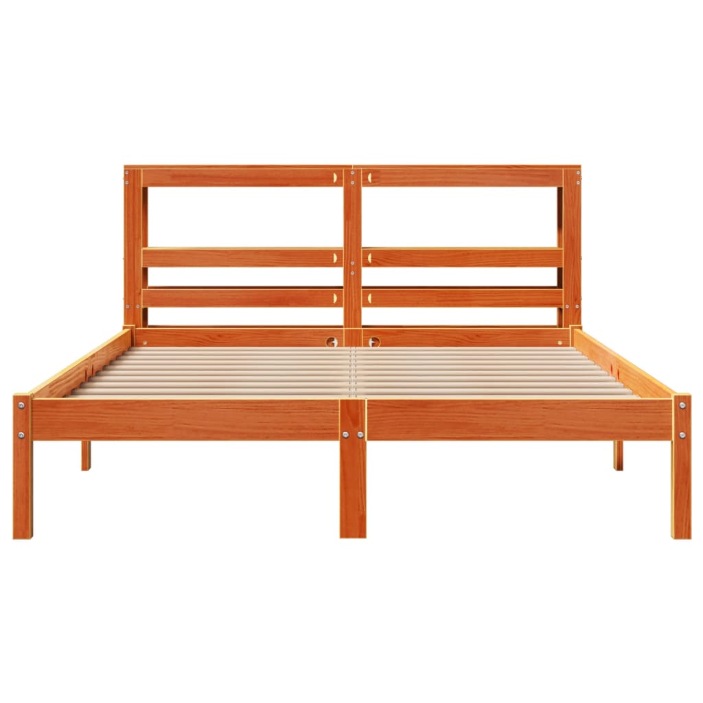 vidaXL Cadre de lit et tête de lit sans matelas cire marron 140x190 cm